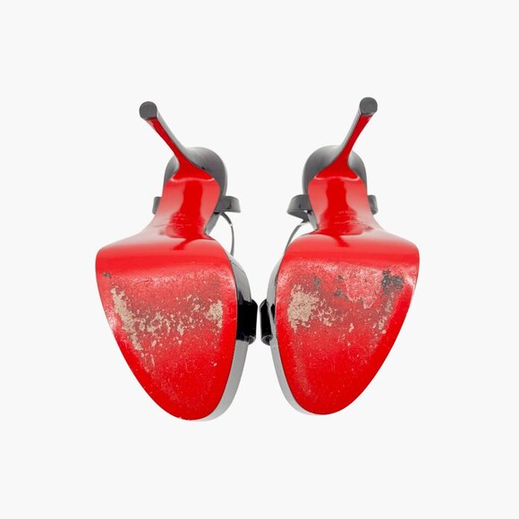 Christian Louboutin Loubi Queen Alta Platform Sandals Size 38.5 US 8.5 Black - Picture 13 of 14